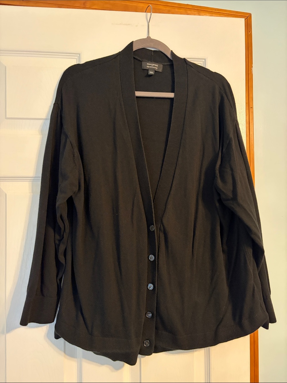 Banana Republic Black Open-Front Button Cardigan